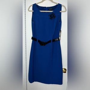 New tahari arthur s. levine sleeveless sheath dress cobalt blue size 6